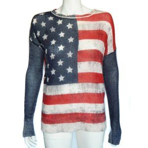 SKULL CASHMERE USA Flag Sweater Womens XS Patriotic Election Party - 8650